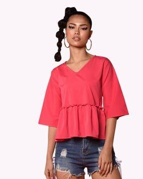 v-neck relaxed fit blouse