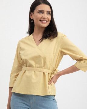 v-neck relaxed-fit top