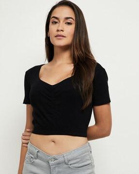 v-neck ribbed crop t-shirt