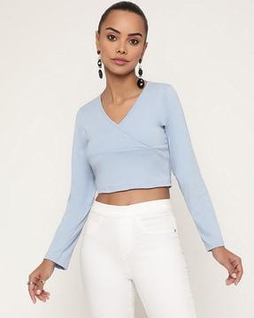 v-neck ribbed crop top