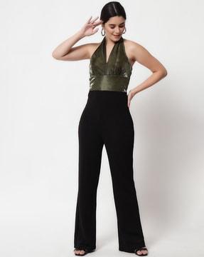 v-neck shimmer jumpsuit