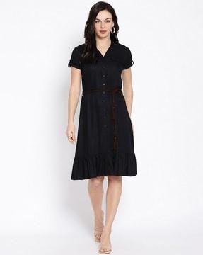 v-neck shirt dress with short sleeves