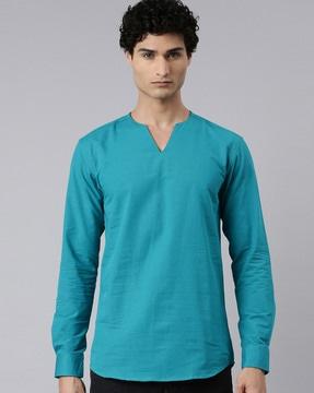 v-neck short kurta with full sleeves