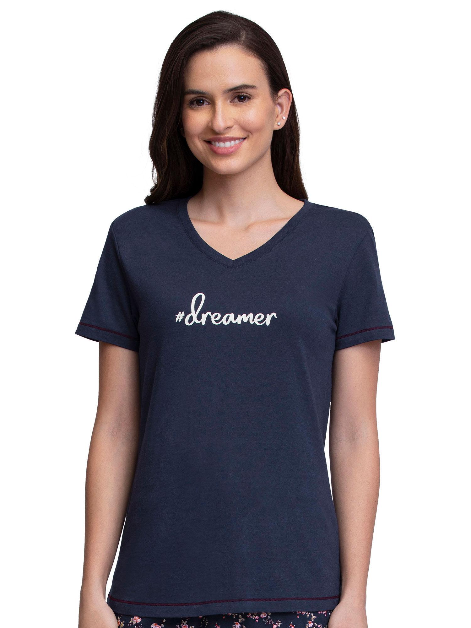 v-neck sleep tee blue