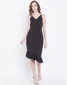 v-neck sleeveless a-line dress