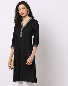 v-neck straight kurta