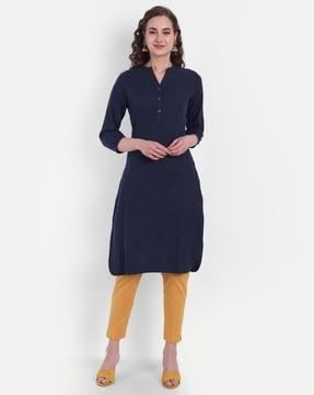 v-neck straight kurta