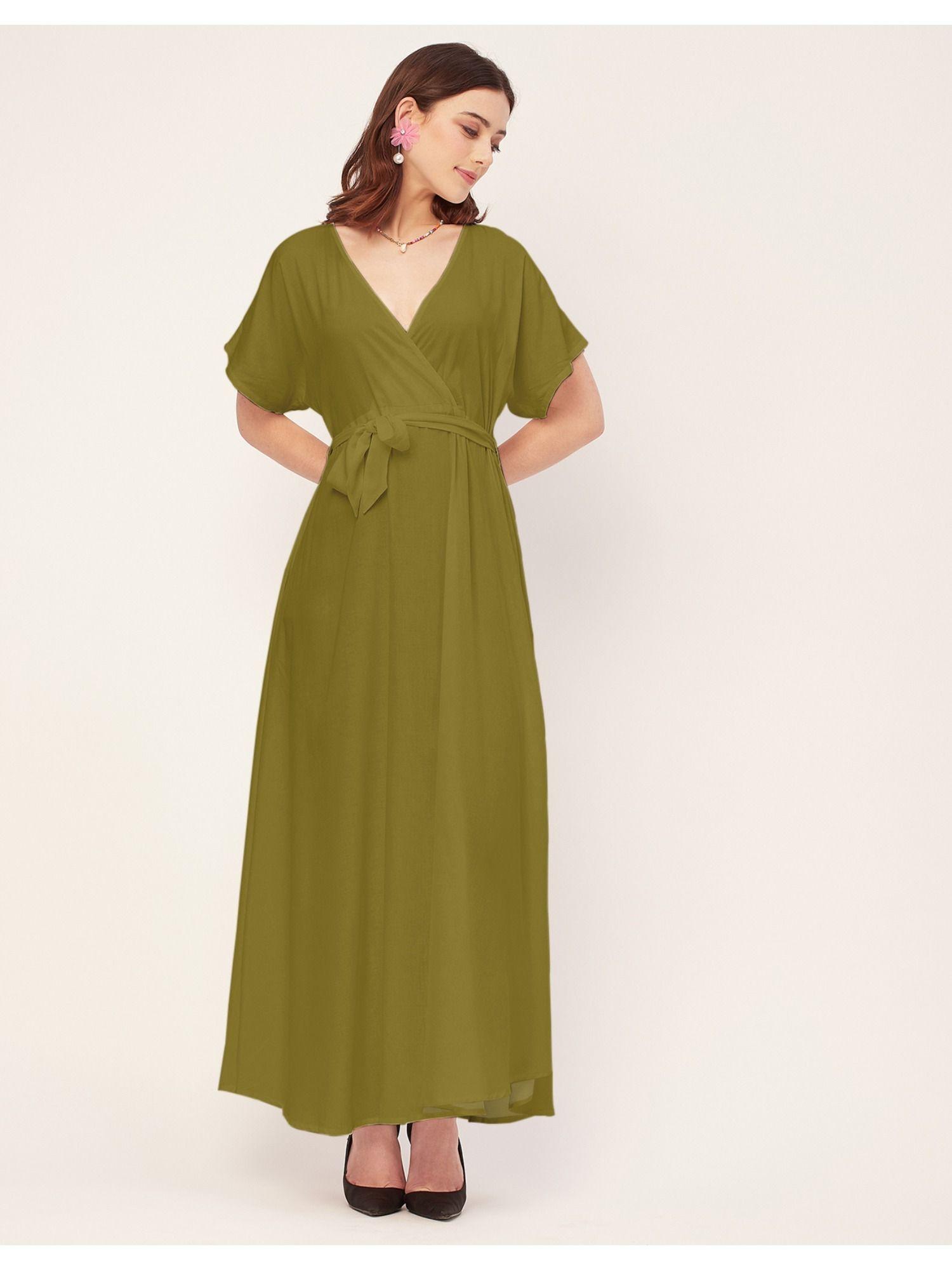 v-neck summer solid half sleeve maxi dress (set of 2)