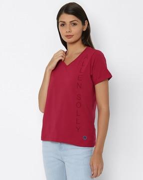 v-neck t-shirt with brand print