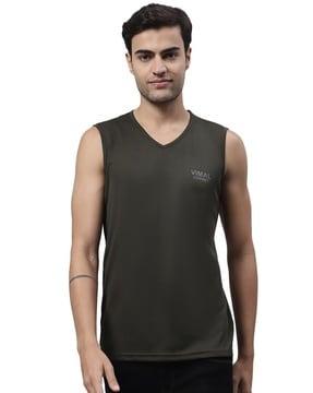 v-neck t-shirt with brand print