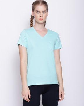 v-neck t-shirt with patch pocket