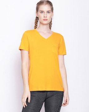 v-neck t-shirt with patch pocket