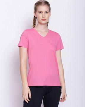 v-neck t-shirt with patch pocket