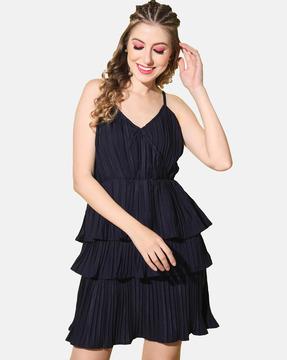 v-neck tiered dress with adjustable straps