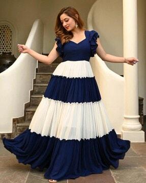 v-neck tiered dress with ruffled sleeves