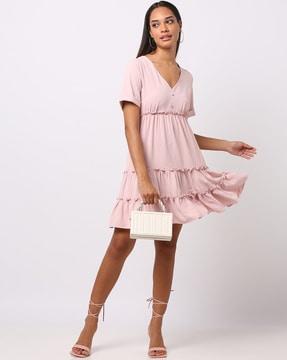 v-neck tiered dress