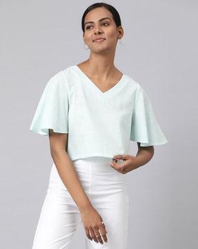 v-neck top with angle sleeves