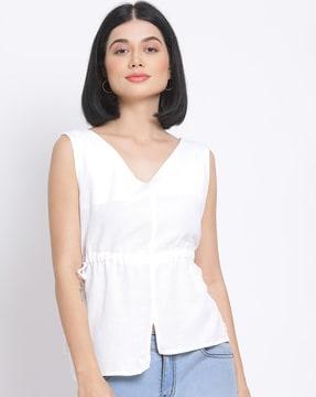 v-neck top with assymetrical hem