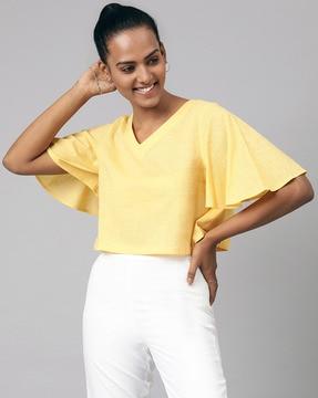v-neck top with bell sleeves