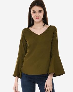 v-neck top with bell sleeves