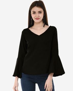 v-neck top with bell sleeves