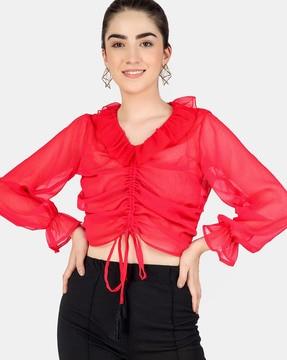 v-neck top with bell sleeves