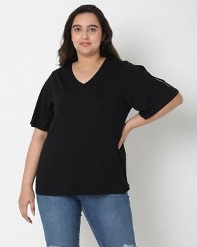 v-neck top with bell sleeves