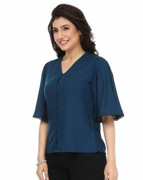 v-neck top with bell sleeves