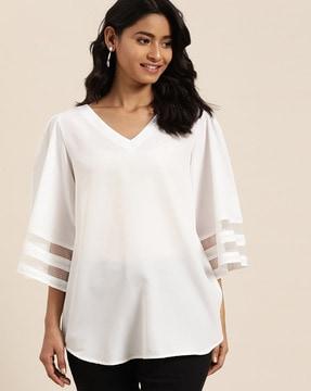 v-neck top with bell sleeves