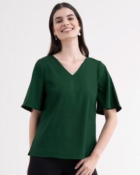 v-neck top with bell sleeves