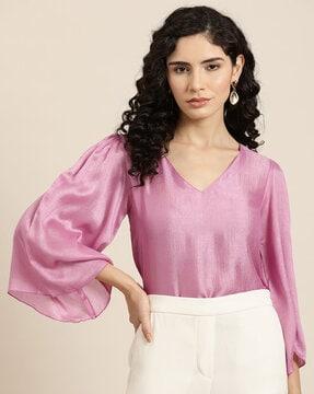 v-neck top with bell sleeves