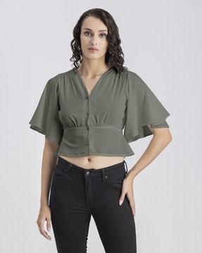 v-neck top with bell sleeves