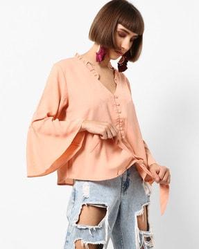 v-neck top with bell sleeves