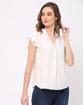 v-neck top with butterfly sleeves