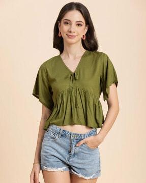 v-neck top with butterfly sleeves