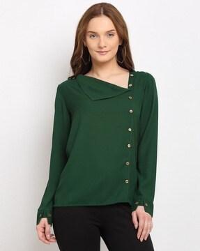 v-neck top with cuffed sleeves