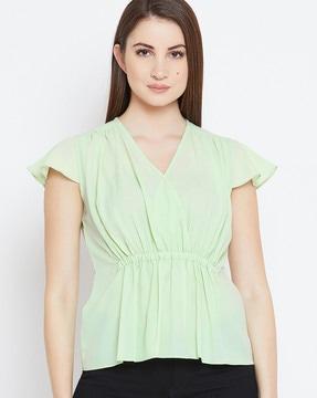 v-neck top with elasticated waist