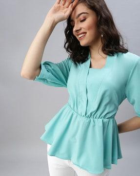 v-neck top with elasticated waist