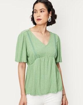 v-neck top with elbow sleeves