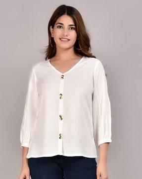 v-neck top with front buttons