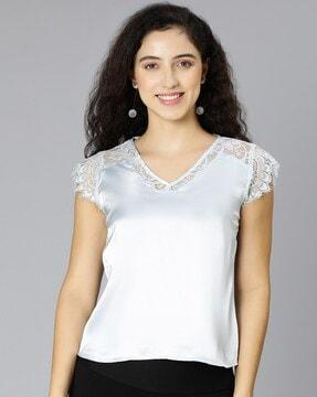 v-neck top with lace insert