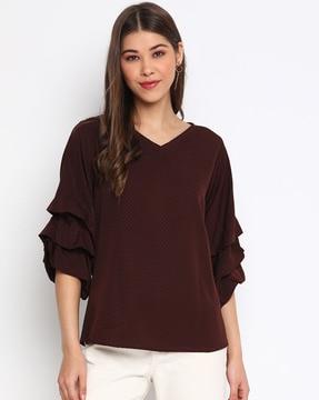 v-neck top with layered bell sleeves