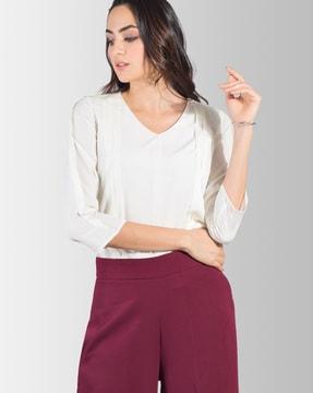 v-neck top with pintucks