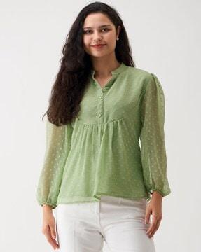 v-neck top with puff sleeves