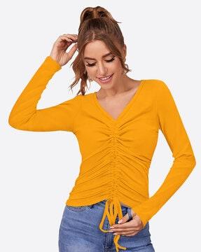 v-neck top with ruched front
