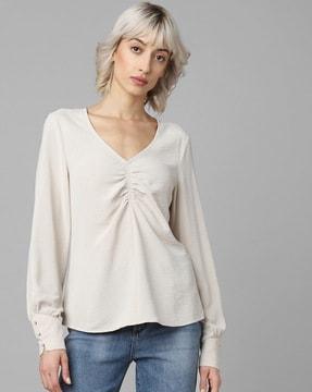 v-neck top with ruching