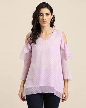 v-neck top with ruffled detail