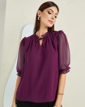 v-neck top with ruffled detail