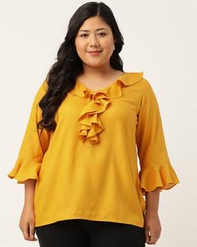 v-neck top with ruffles