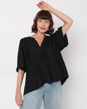 v-neck top with short sleeves